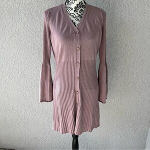 Du Jour Button Front V-Neck Bell Sleeve Cardigan - Size Large